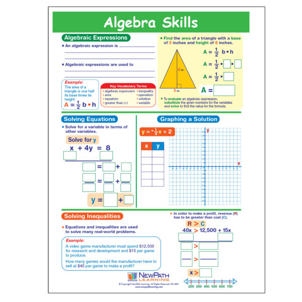 Algebra Skills Visual Learning Guides Set