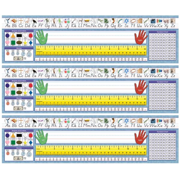 Traditional Manuscript Primary Desk Plates, 19" x 5", 36 Per Pack, 3 Packs