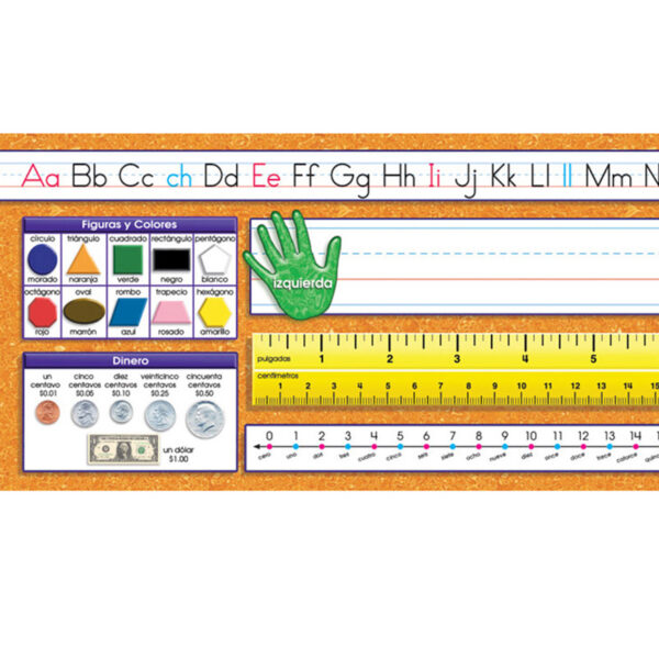 Traditional Manuscript Spanish Desk Plates, 19" x 5", 36 Per Pack, 3 Packs