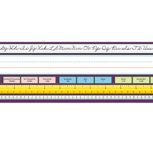 Adhesive Intermediate Traditional Cursive Desk Plates, 17.5" x 4", Pack of 36