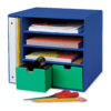 Management Center, 4 Slots, Blue & 2 Drawers, Green, 12-3-8"H x 13-1-2"W x 12-3-8"D