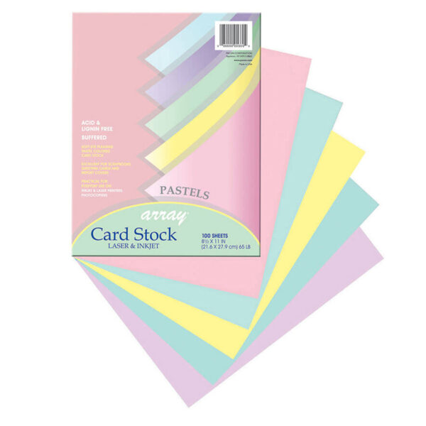 ERSPAC101315-2_1.jpg Pastel Card Stock, 5 Assorted Colors, 8-1-2" x 11", 100 Sheets Per Pack, 2 Packs