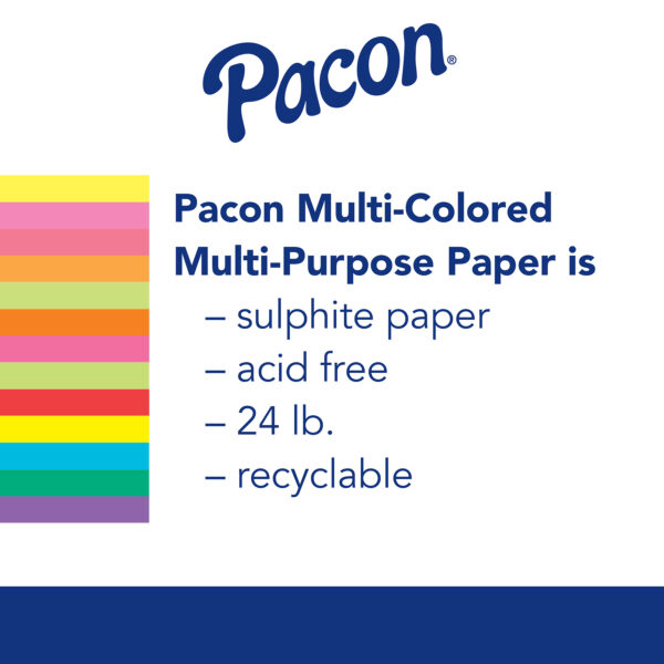 Bright Multi-Purpose Paper, 5 Assorted Colors, 24 lb., 8-1-2" x 11", 500 Sheets