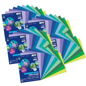 Construction Paper, Heavyweight, Cool Assorted, 9" x 12", 50 Sheets Per Pack, 5 Packs