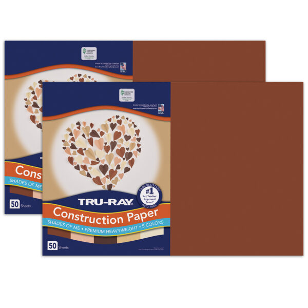 Shades of Me Construction Paper, Heavyweight, 5 Assorted Skin Tone Colors, 12" x 18", 50 Sheets Per Pack, 2 Packs