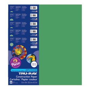 Construction Paper, Heavyweight, Holiday Green, 12" x 18", 50 Sheets Per Pack, 5 Packs
