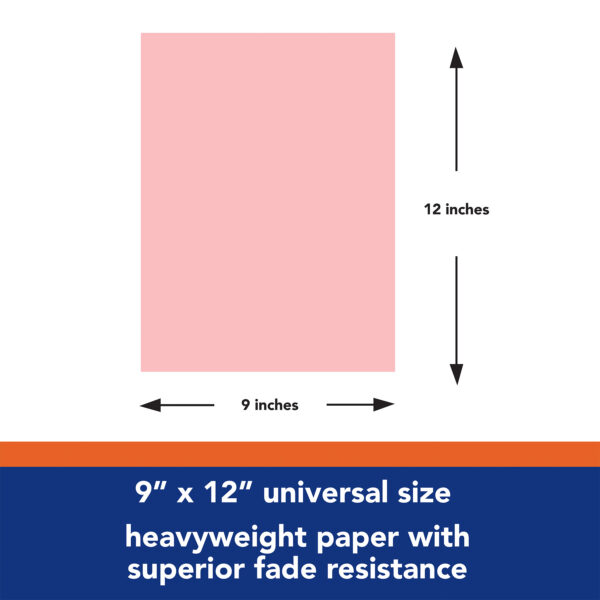 Construction Paper, Heavyweight, Pink, 9" x 12", 50 Sheets Per Pack, 5 Packs
