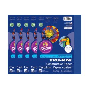 Construction Paper, Heavyweight, Royal Blue, 9" x 12", 50 Sheets Per Pack, 5 Packs