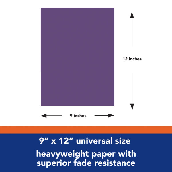 Construction Paper, Heavyweight, Purple, 9" x 12", 50 Sheets Per Pack, 5 Packs