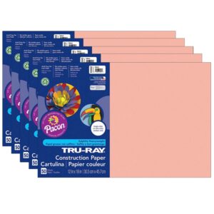 Construction Paper, Heavyweight, Salmon, 12" x 18", 50 Sheets Per Pack, 5 Packs