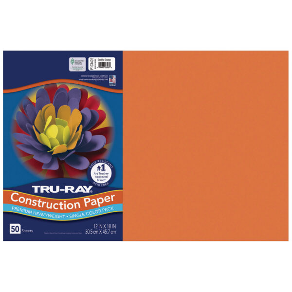 Construction Paper, Heavyweight, Electric Orange, 12" x 18", 50 Sheets Per Pack, 5 Packs