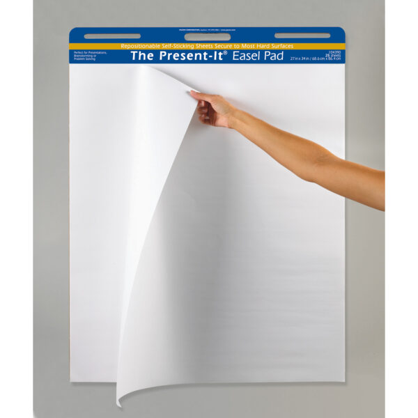 Easel Pad, Self-Adhesive, White, Unruled 25" x 30", 25 Sheets, Pack of 2