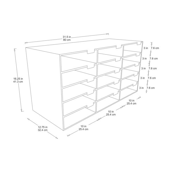 Mailbox, 15-Slot, Blue, 16-3-8"H x 31-1-2"W x 12-7-8"D