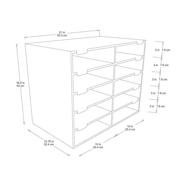 Mailbox, 10-Slot, Blue, 16-5-8"H x 21"W x 12-7-8"D