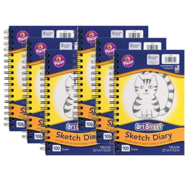 ERSPAC2350-6.jpg Sketch Book, Lightweight, 9" x 6", 100 Sheets, Pack of 6