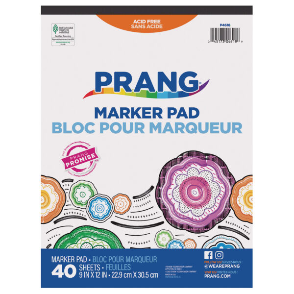P4618_(TBD)_PRNG_40ct_MarkerPad_9X12_FA_10.21 Marker Pad, White, 9" x 12", 40 Sheets, Pack of 6