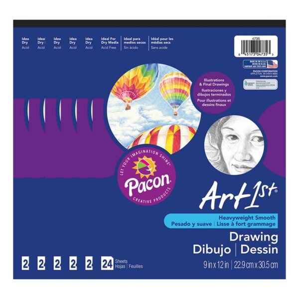 ERSPAC4735-6.jpg Drawing Paper Pad, Heavyweight, 9" x 12", 24 Sheets Per Pad, Pack of 6