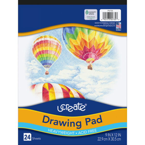 ERSPAC4735-6_2.jpg Drawing Paper Pad, Heavyweight, 9" x 12", 24 Sheets Per Pad, Pack of 6