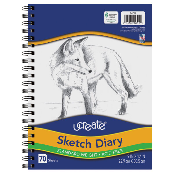 Sketch Diary, Standard Weight, 12" x 9", 70 Sheets, Pack of 3