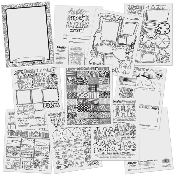 P4849 PRANG®_CassieStephensSketchBook_CONTENT PGS_8.5x11_40ct_R Sketch Smart Sketch Book, White, 11" x 8.5", 40 Sheets, Pack of 12