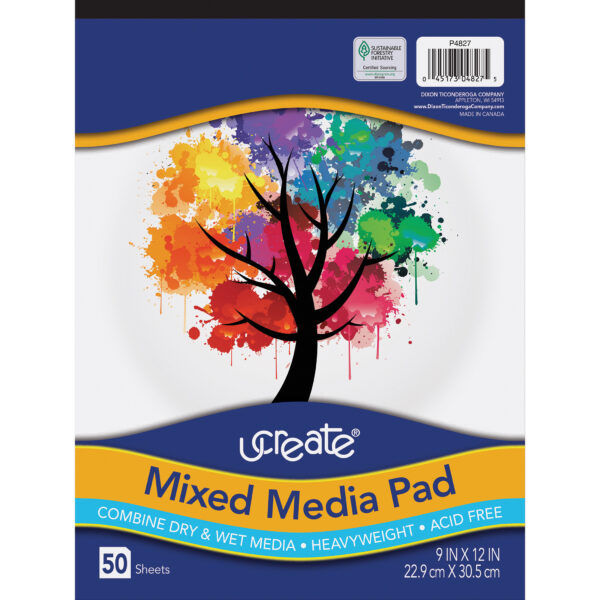 400129479 (P4827) UCreate® MixedMediaPad_9x12_50ct_COO-CANADA_( Mixed Media Pad, 9" x 12", 50 Sheets, Pack of 3