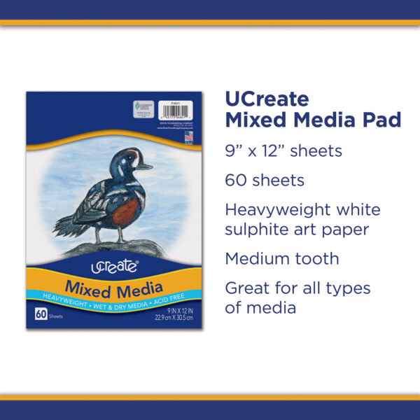 Mixed Media Art Paper, Heavyweight, 9" x 12", 60 Sheets Per Pack, 6 Packs