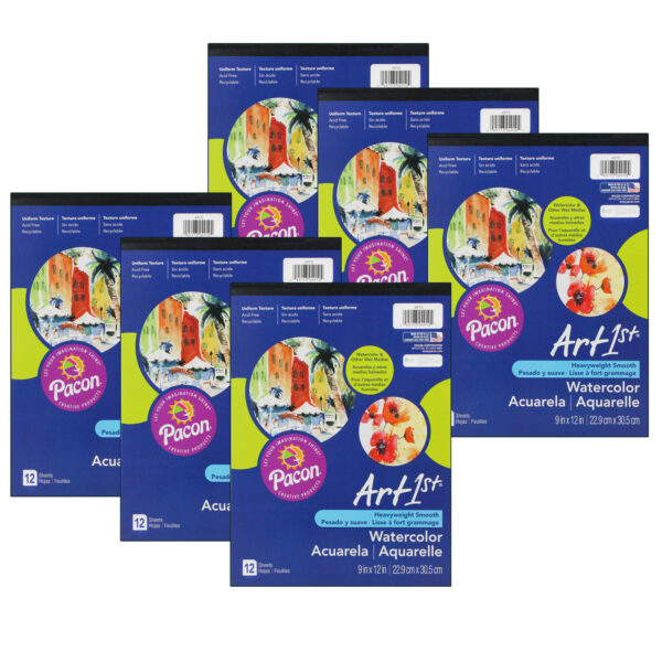 ERSPAC4910-6.jpg Watercolor Pad, 90 lb., 9" x 12", 12 Sheets, Pack of 6
