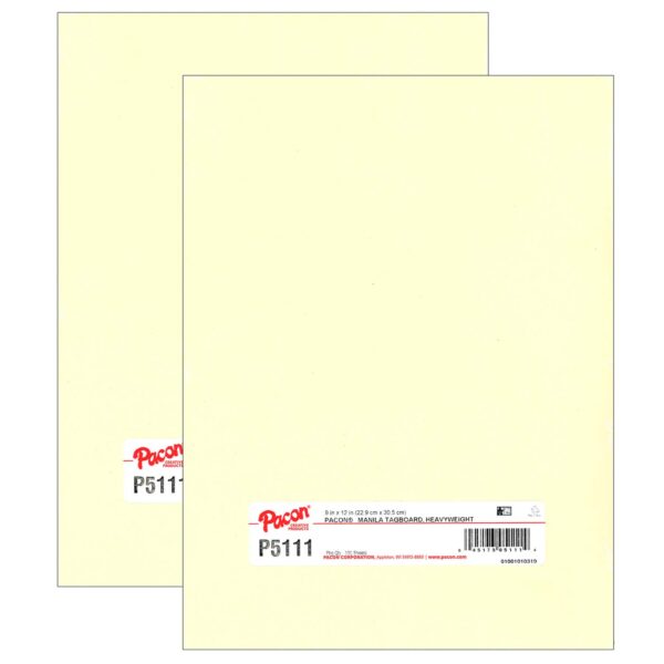 ERSPAC5111-2.jpg Heavyweight Tagboard, Manila, 9" x 12", 100 Sheets Per Pack, 2 Packs
