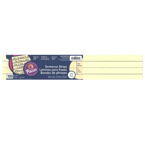 Sentence Strips, Manila, 3" x 24", 100 Strips Per Pack, 6 Packs