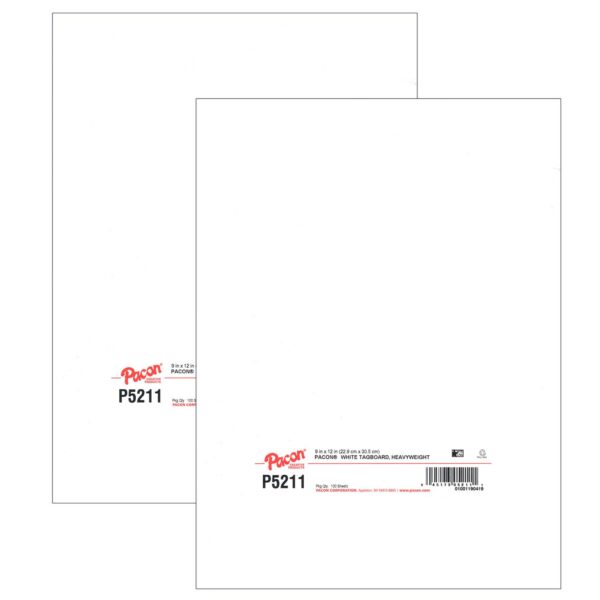 ERSPAC5211-2.jpg Heavyweight Tagboard, White, 9" x 12", 100 Sheets Per Pack, 2 Packs