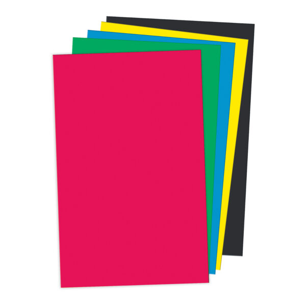 Poster Board, 5 Assorted Primary Colors, 14" x 22", 5 Sheets Per Pack, 6 Packs