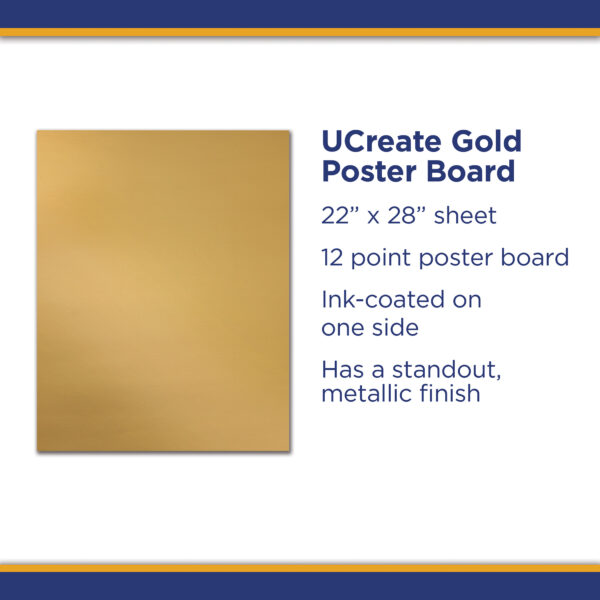 Poster Board, Gold, 22" x 28", 25 Sheets