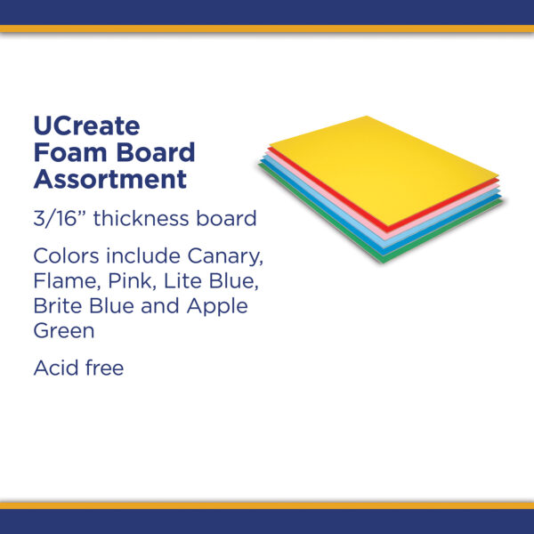ERSPAC5512_2.jpg Foam Board, 6 Assorted Colors, Matte, 20" x 30", 12 Sheets