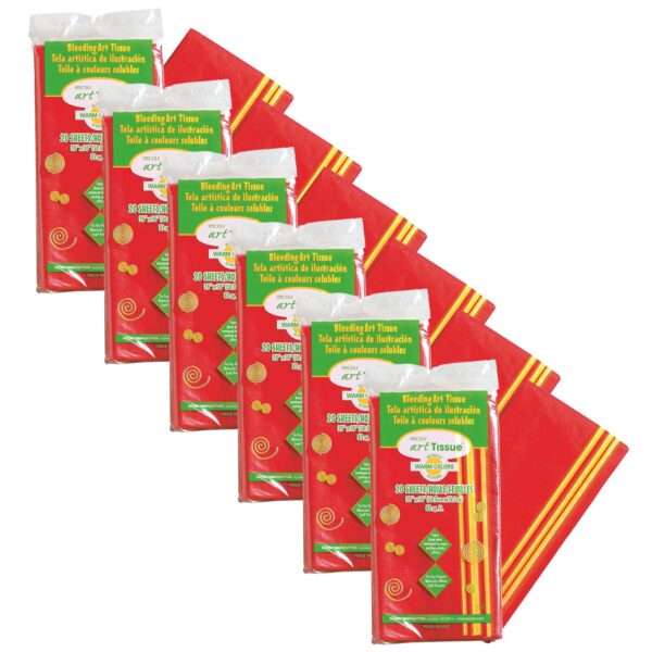 ERSPAC58546-6.jpg Deluxe Bleeding Art Tissue, 10 Color Warm Assortment, 20" x 30", 20 Sheets Per Pack, 6 Packs