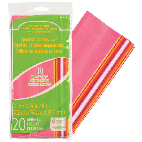 ERSPAC58546-6_1.jpg Deluxe Bleeding Art Tissue, 10 Color Warm Assortment, 20" x 30", 20 Sheets Per Pack, 6 Packs