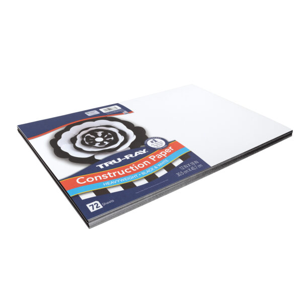 Premium Construction Paper, Heavyweight, Black & White, 12" x 18", 72 Sheets Per Pack, 3 Packs