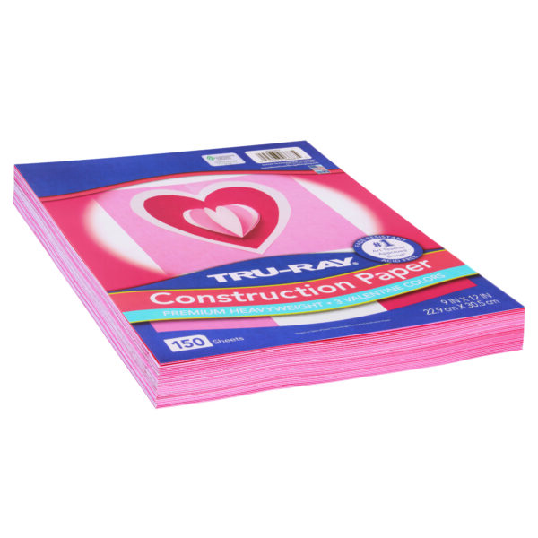 Construction Paper, Heavyweight, Valentine Assortment, 9" x 12", 150 Sheets Per Pack, 3 Packs