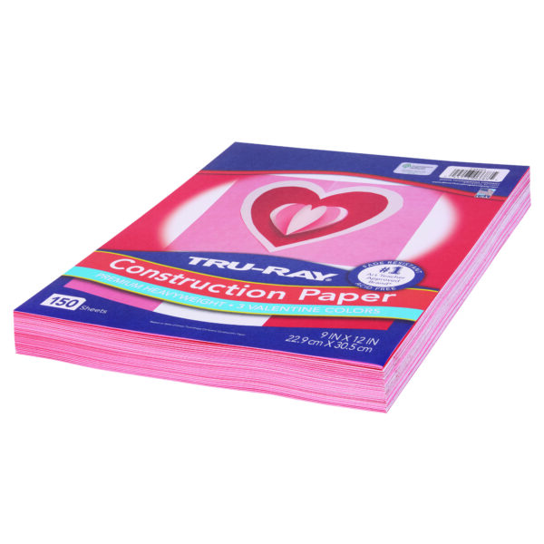 Construction Paper, Heavyweight, Valentine Assortment, 9" x 12", 150 Sheets Per Pack, 3 Packs