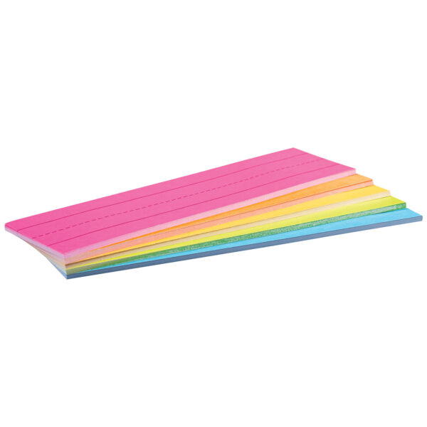 Mini Sentence Strips, 5 Assorted Colors, 1-1-2" x 3-4" Ruled, 3" x 12", 100 Per Pack, 3 Packs