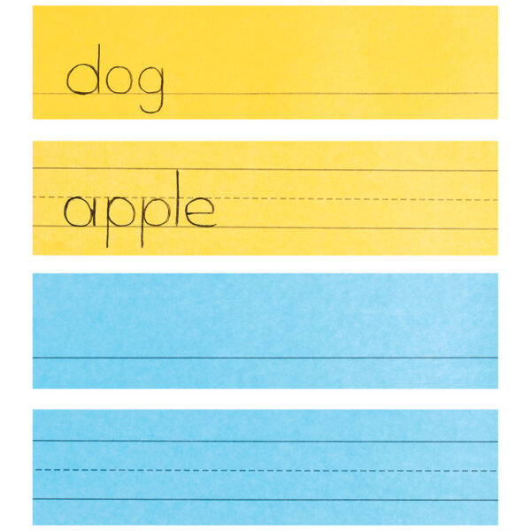 Mini Sentence Strips, 5 Assorted Colors, 1-1-2" x 3-4" Ruled, 3" x 12", 100 Per Pack, 3 Packs