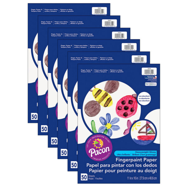 ERSPAC73610-6.jpg Fingerpaint Paper, White, 11" x 16", 50 Sheets Per Pack, 6 Packs