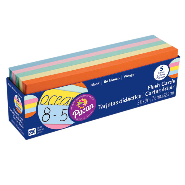 ERSPAC74150.jpg Blank Flash Card Dispenser Box, 5 Assorted Colors, Unruled 3" x 9", 250 Cards
