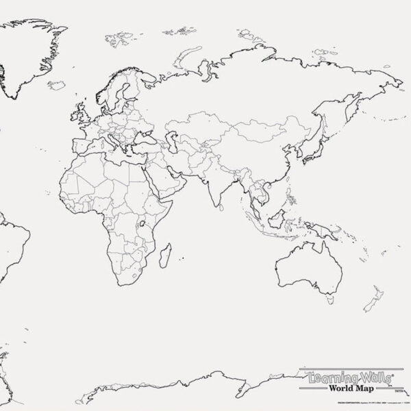 Learning Walls, World Map, 48" x 72", 1 Piece