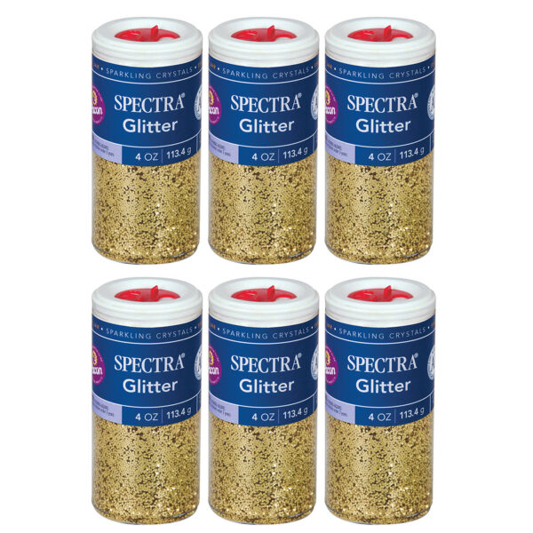 Glitter, Gold, 4 oz. Per Jar, 6 Jars