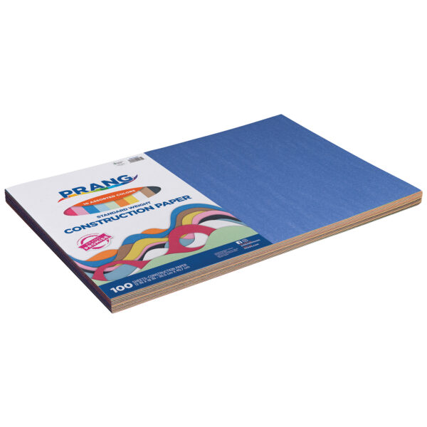 Construction Paper, Standard Weight, 10 Assorted Colors, 12" x 18", 100 Sheets Per Pack, 3 Packs