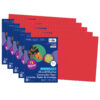 Construction Paper, Medium Weight, Holiday Red, 12" x 18", 50 Sheets Per Pack, 5 Packs
