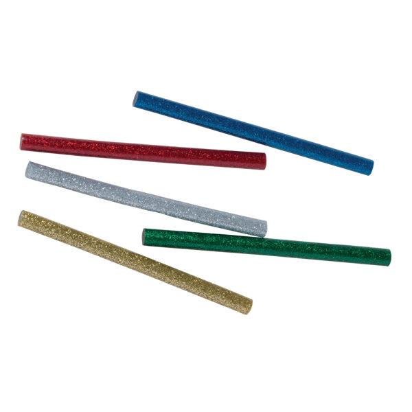 Hot Glue Sticks, 6 Assorted Glitter Colors, 4" x 0.31", 12 Per Pack, 6 Packs