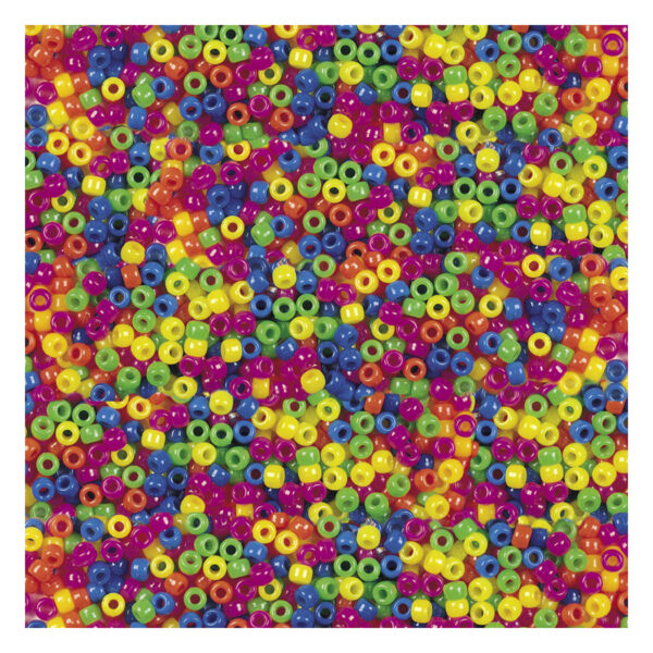 Pony Beads, Assorted Neon, 6 mm x 9 mm, 1000 Per Pack, 3 Packs
