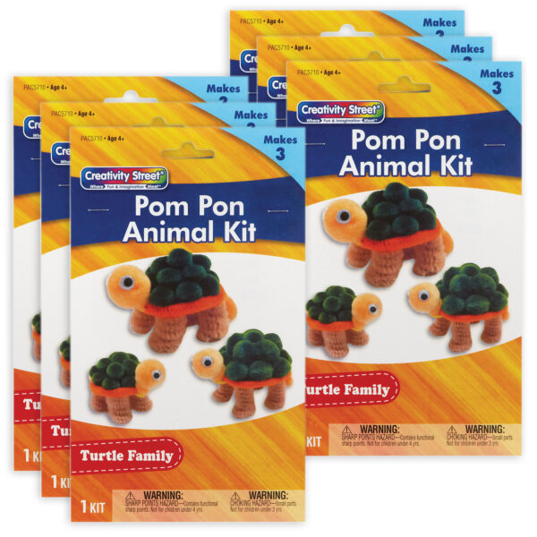 ERSPACAC5710-6.jpg Pom Pon Animal Kit, Turtle Family, Assorted Sizes, 3 Turtles Per Kit, 6 Kits