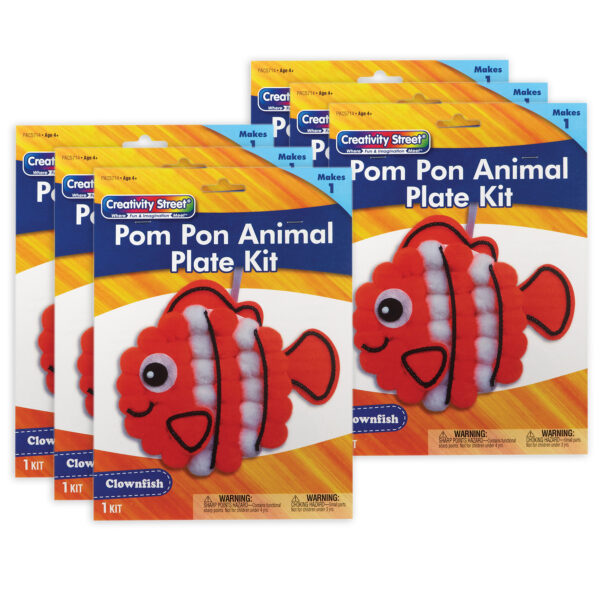 ERSPACAC5714-6.jpg Pom Pon Animal Plate Kit, Clownfish, 7.5" x 8" x 1", 6 Kits